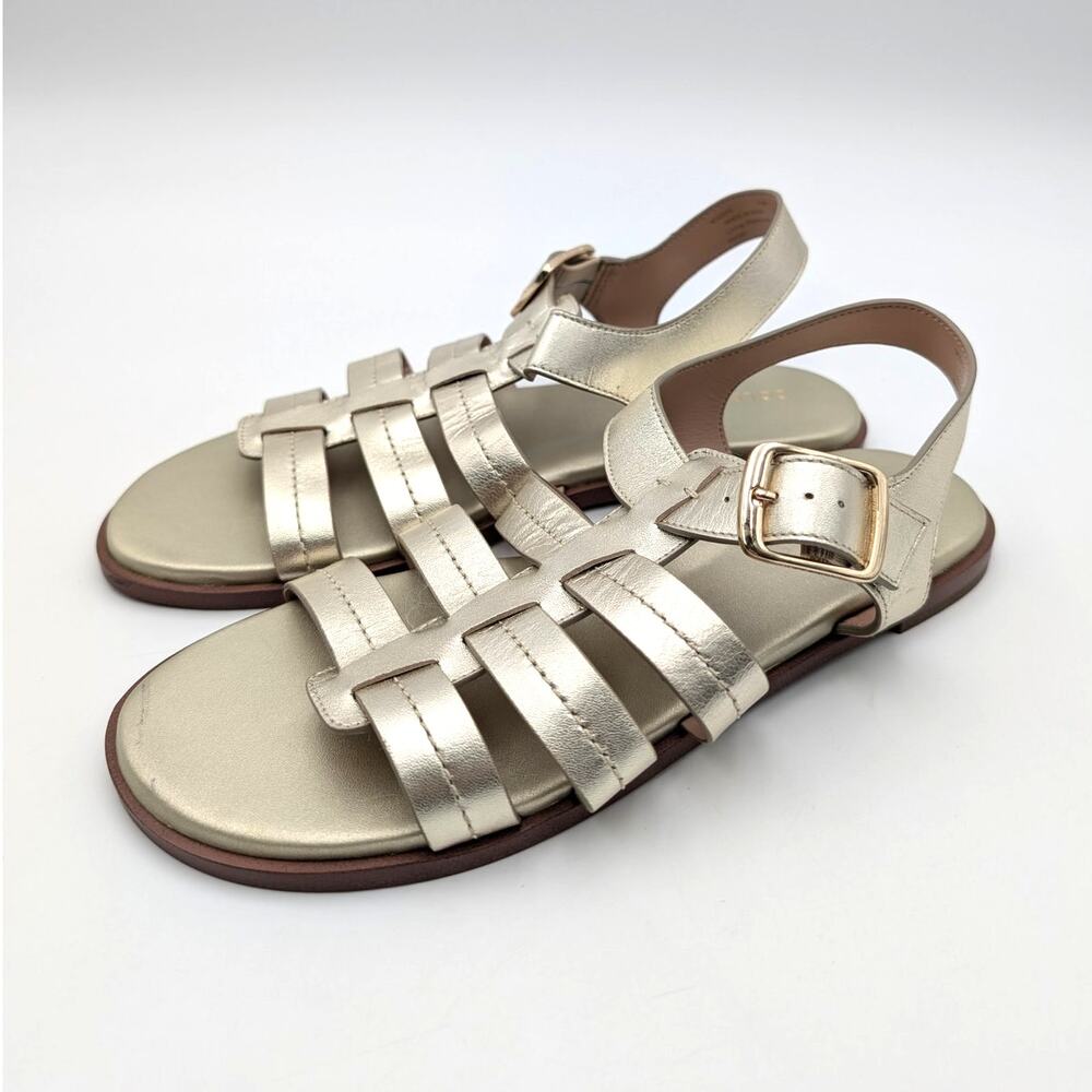 Cole Haan Flynn Fisherman Strappy Flat Sandals Womens Soft Gold Size US7.5B EU38
